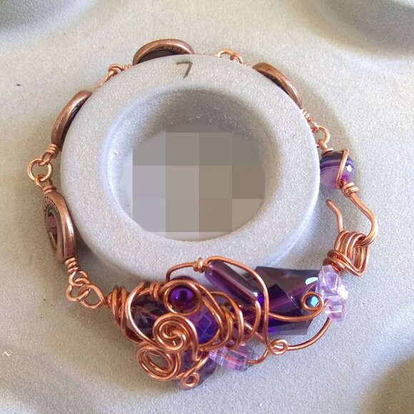 The Color Purple! One-of-a-kind Handmade & Wire Wrapped Butterfly Bead Bracelet - Picture 9 of 13